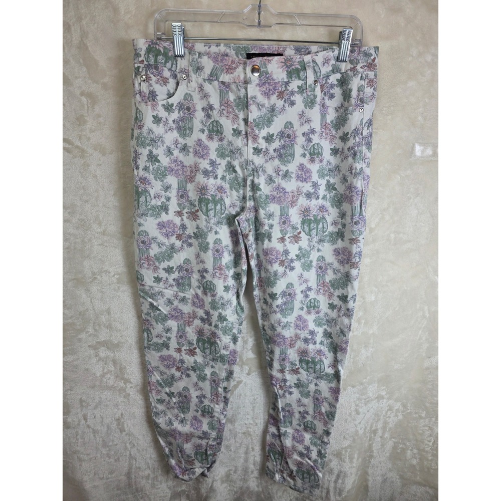 Truth + Theory Cactus Floral Print Pants Womens‎ 14 Purple Green OM21038P1876
